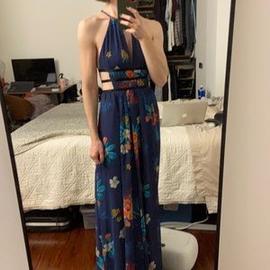 Express floral maxi cutout keyhole dress